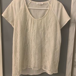 Short sleeve white lace blouse